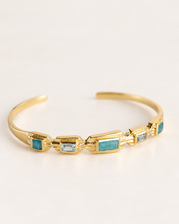 Analu Bracelet * Amazonite, Blue Topaz & Green White Jade