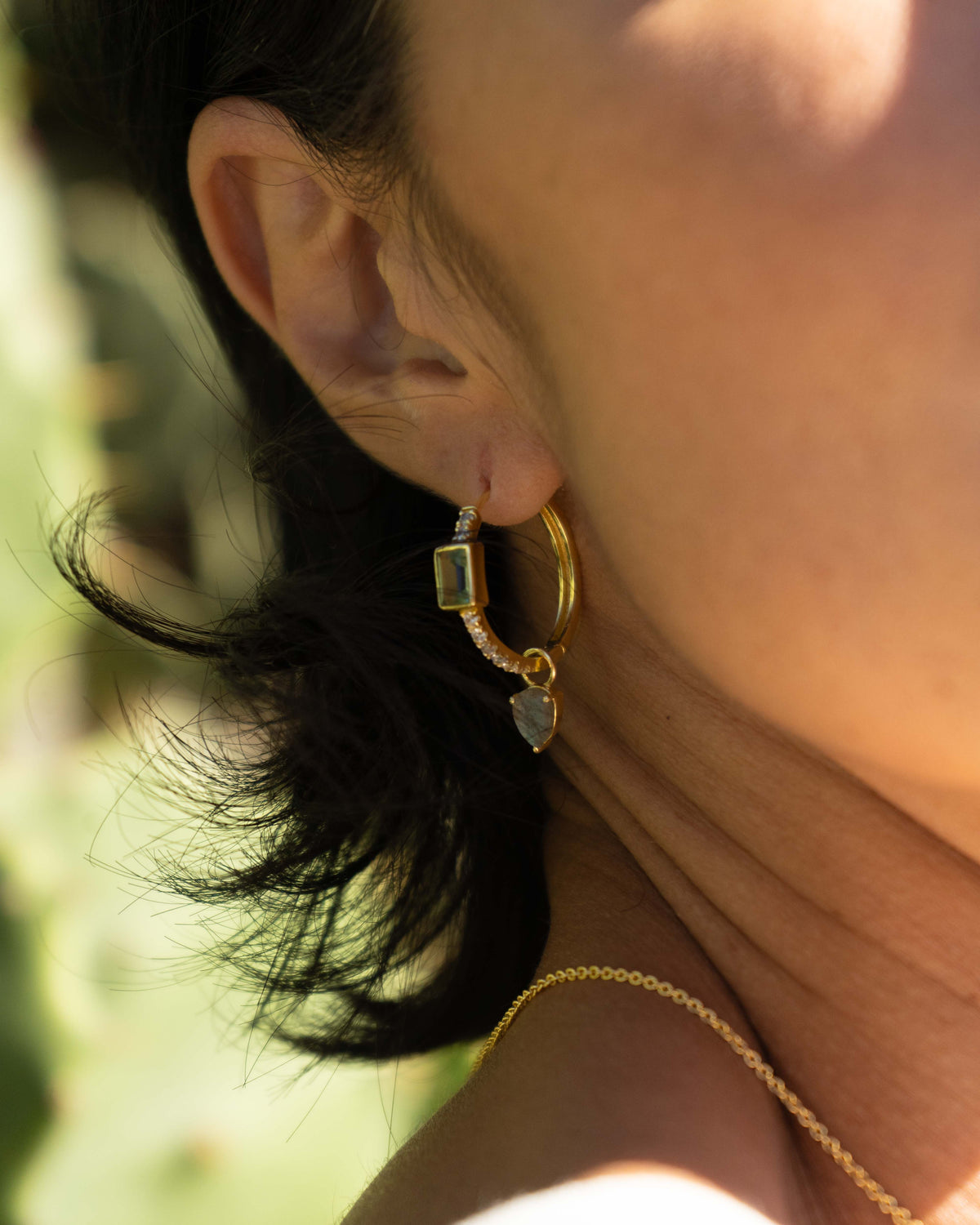 Neali Earrings * Green Amethyst, Labradorite