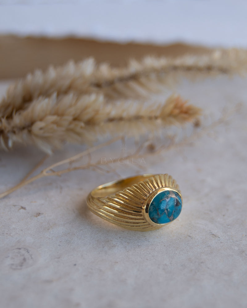 Leily Ring * Copper Turquoise * Gold Plated *