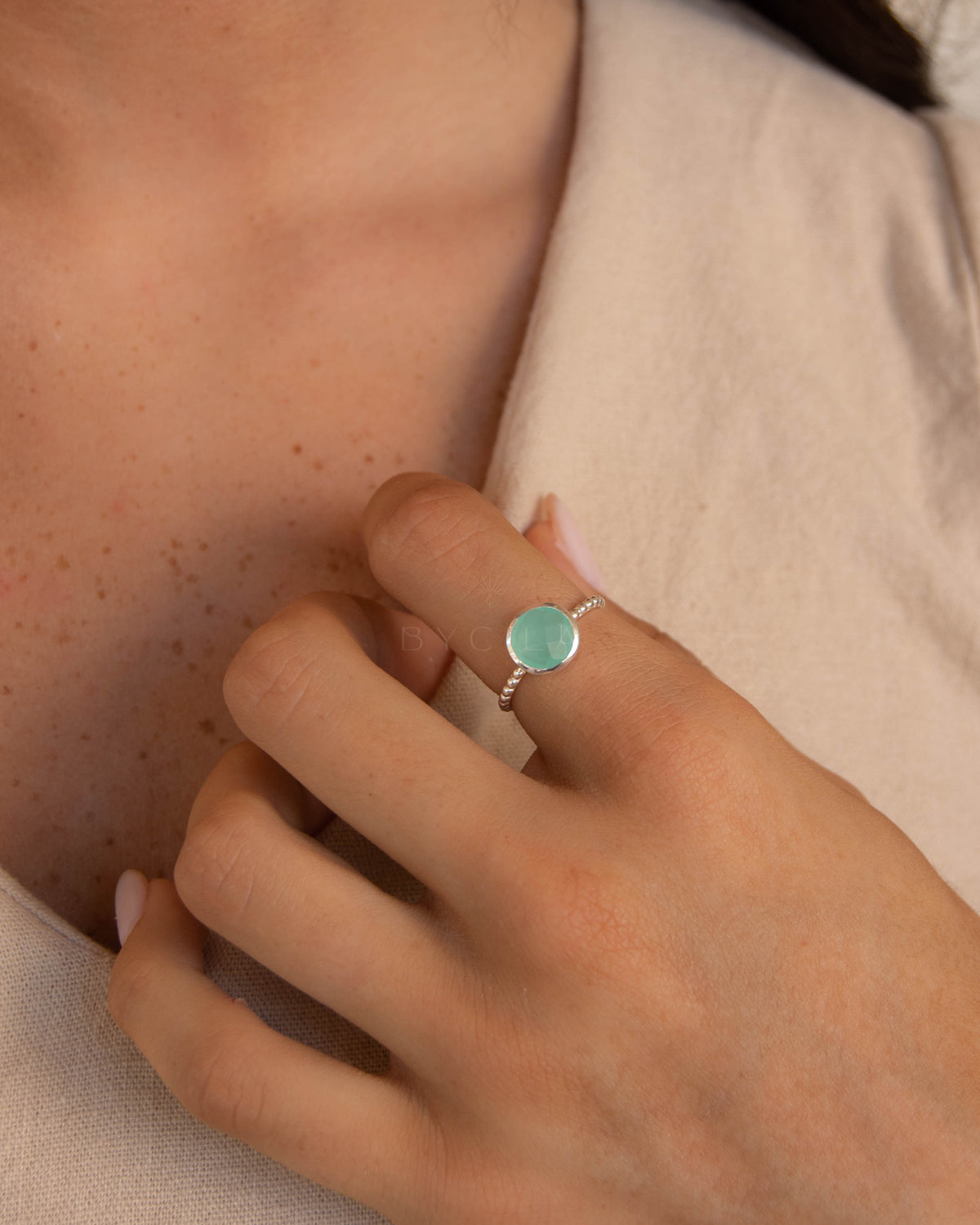 Tessy Ring * Aqua Chalcedony * Sterling Silver 925 * BJR354