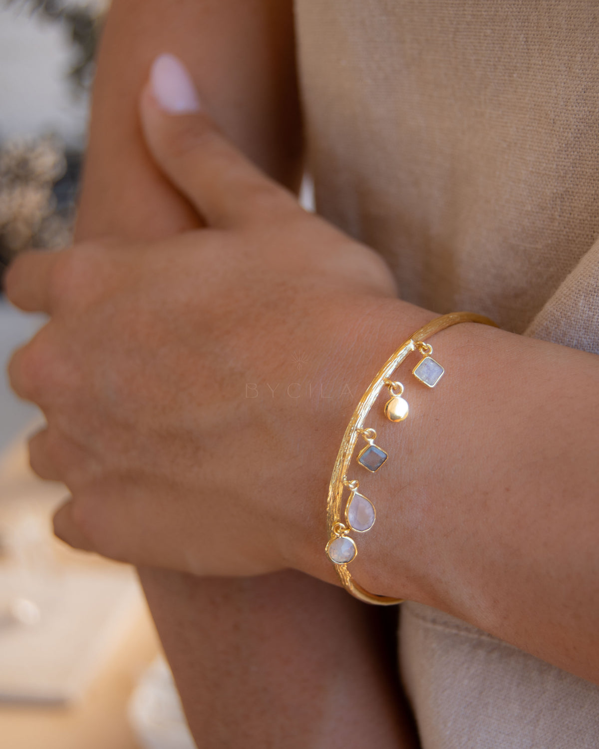 Emma Bracelet * Moonstone, Rose Quartz & Labradorite * Gold Plated * BJB026