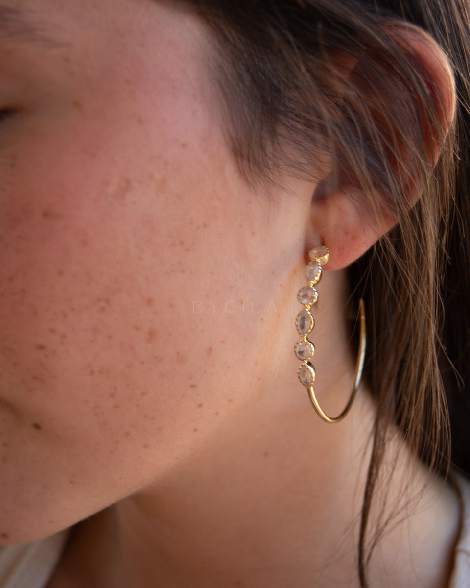 Kaia Earrings * Rose Quartz * Gold Plated 18k  * BJE109