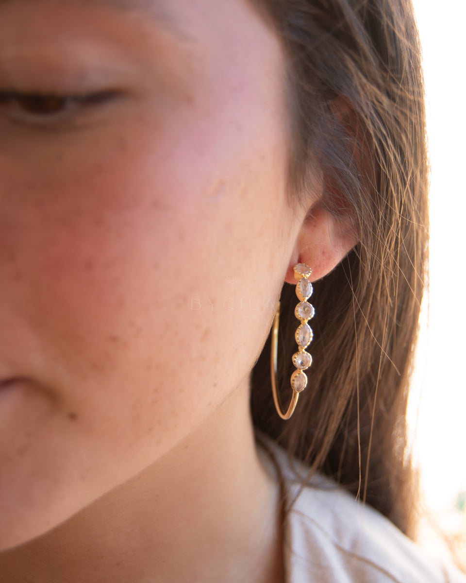 Kaia Earrings * Rose Quartz * Gold Plated 18k  * BJE109