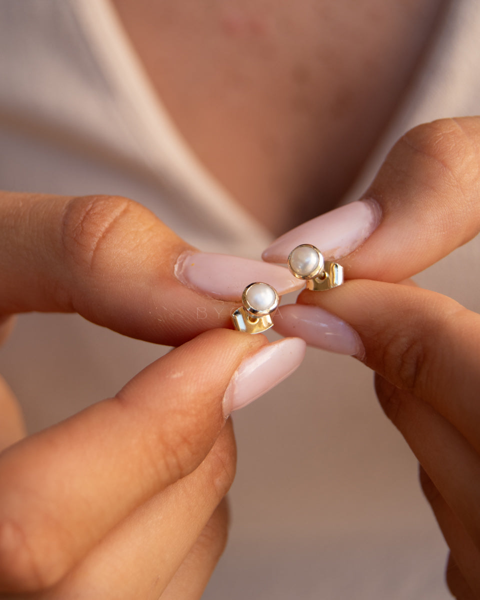 Annita Earrings * Fresh Water Pearl * Gold Plated 18k * BJE301