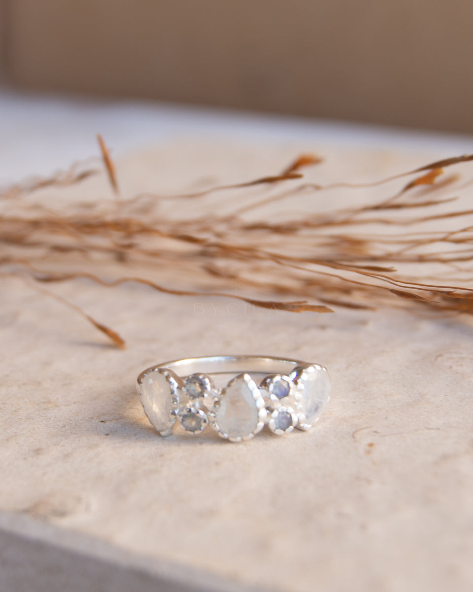 Maggie Ring * Moonstone & Labradorite * Sterling Silver 925 * BJR349