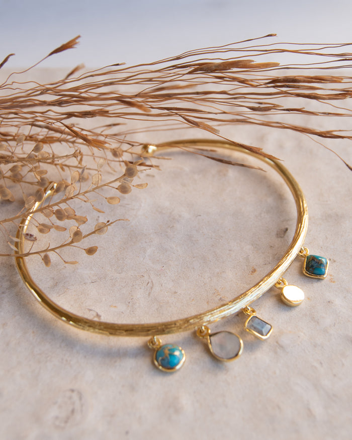 Emma Bracelet * Copper Turquoise, Moonstone & Labradorite * Gold Plated * BJB025