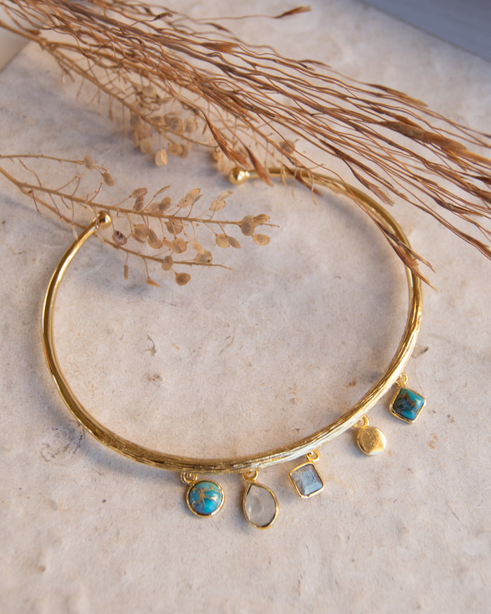 Emma Bracelet • Copper Turquoise, Moonstone & Labradorite