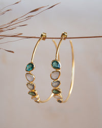 Nati Earrings * Green Tourmaline hydro, Moonstone & Labradorite * Gold Plated 18k * BJE2923