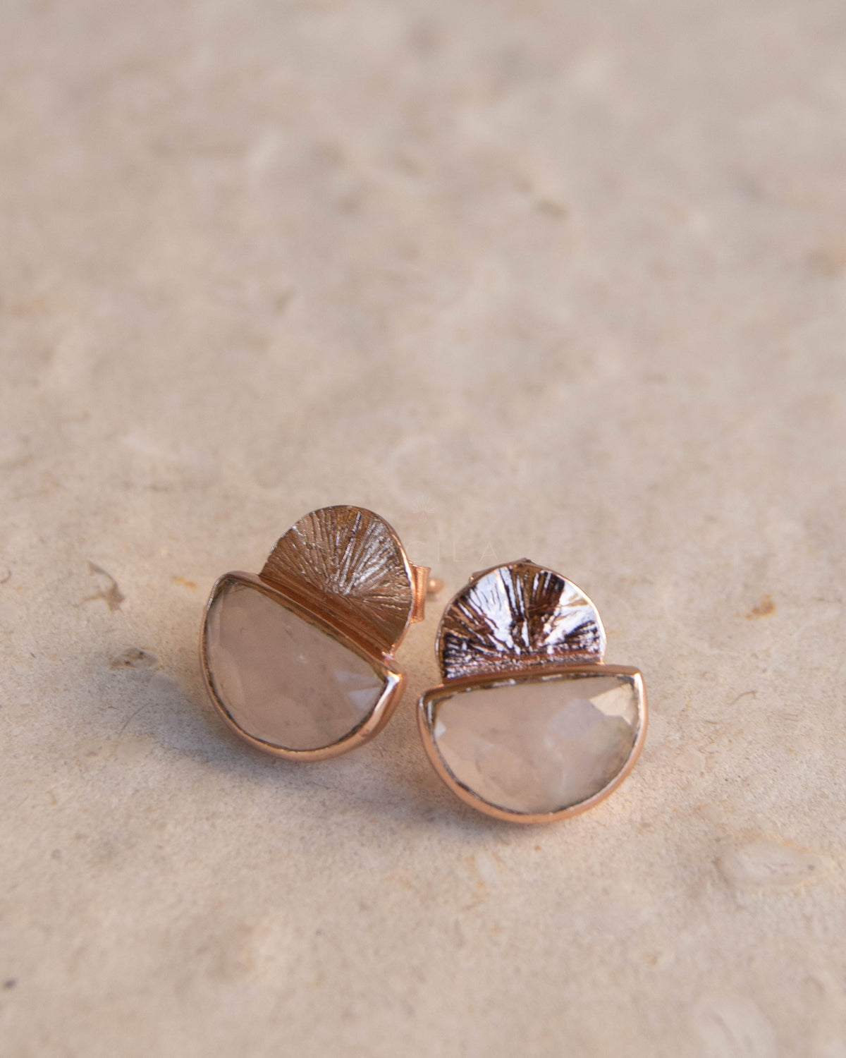Bellinha Earrings * Rose Quartz * Gold Plated 18k, Sterling Silver 925 or Rose Gold Plated * BJE160