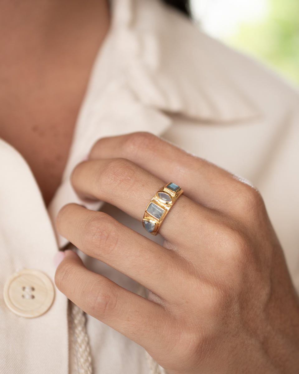 Loli Ring * Labradorite * Gold Plated 18k * BJR358