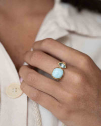 Clau Ring * Larimar and Blue Topaz hydro