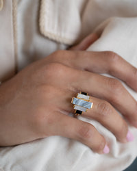 Nady Ring * Druzy, Moonstone & Black Onyx * Gold Plated 18k * BJR099