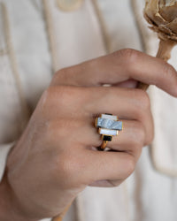 Nady Ring * Druzy, Moonstone & Black Onyx * Gold Plated 18k * BJR099