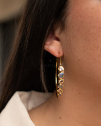 Nati Earrings * Labradorite and Morganite Hydro * Gold Plated 18k * BJE166