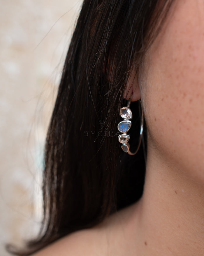 Little Nati Earrings * Labradorite and Morganite Hydro * Gold Plated 18k or Silver Plated * BJE164B