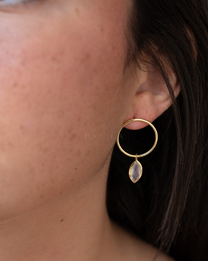 Agatha Earrings * Rose Quartz * Gold Plated 18k or Silver Plated * BJE096