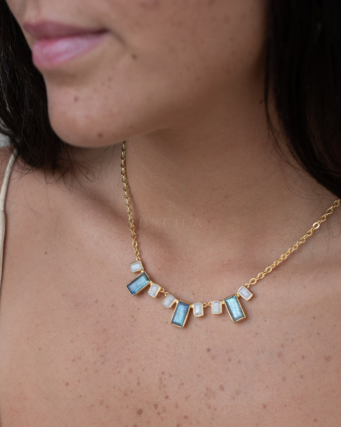 Elyana Necklace * Labradorite & Moonstone * Gold Plated 18k * BJN207