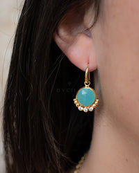 Edil Earrings * Aqua Chalcedony hydro & CZ * Earrings * Gold Plated 18k * BJE242