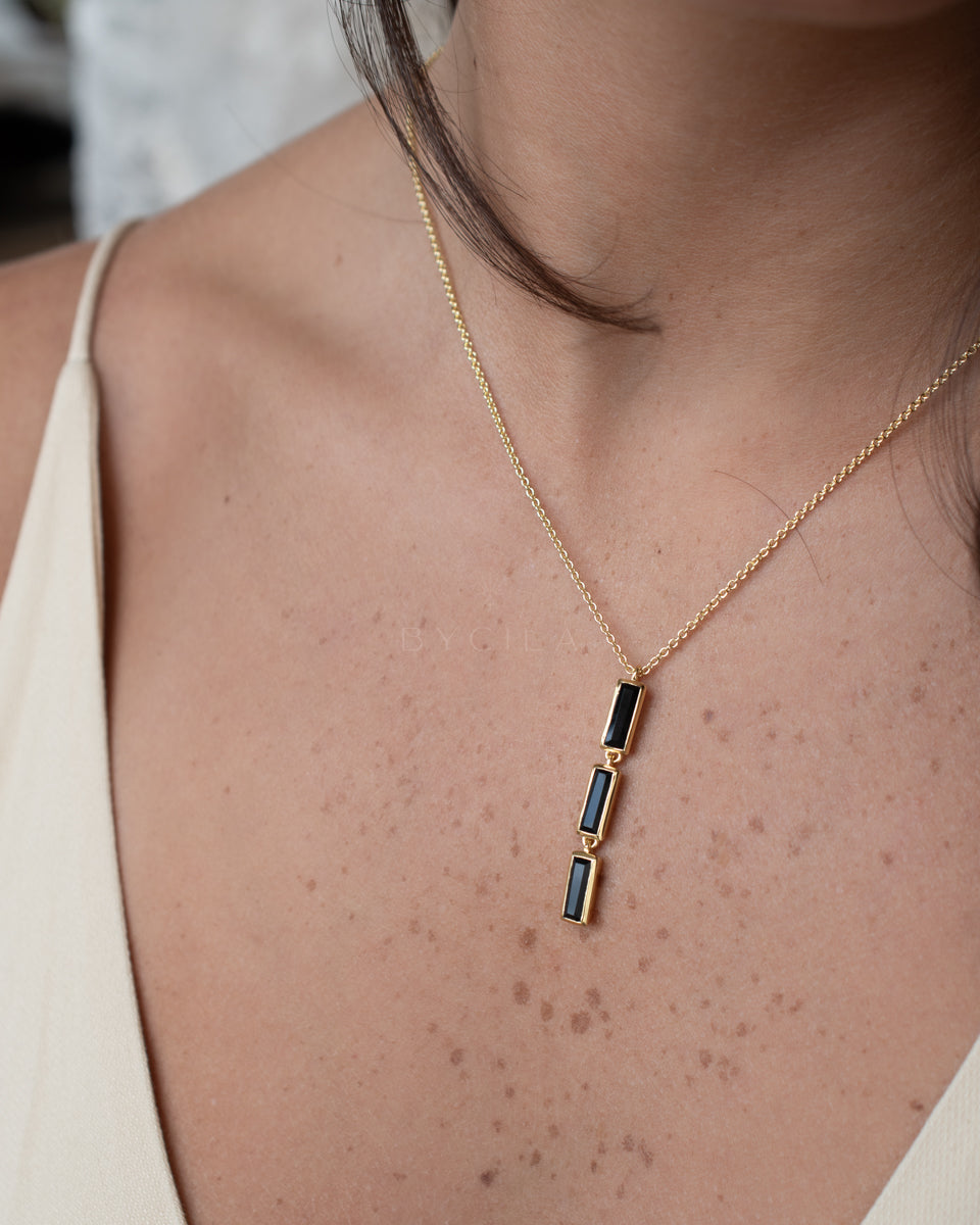 Eva Necklace * Black Onyx * Gold Plated 18k * BJN188
