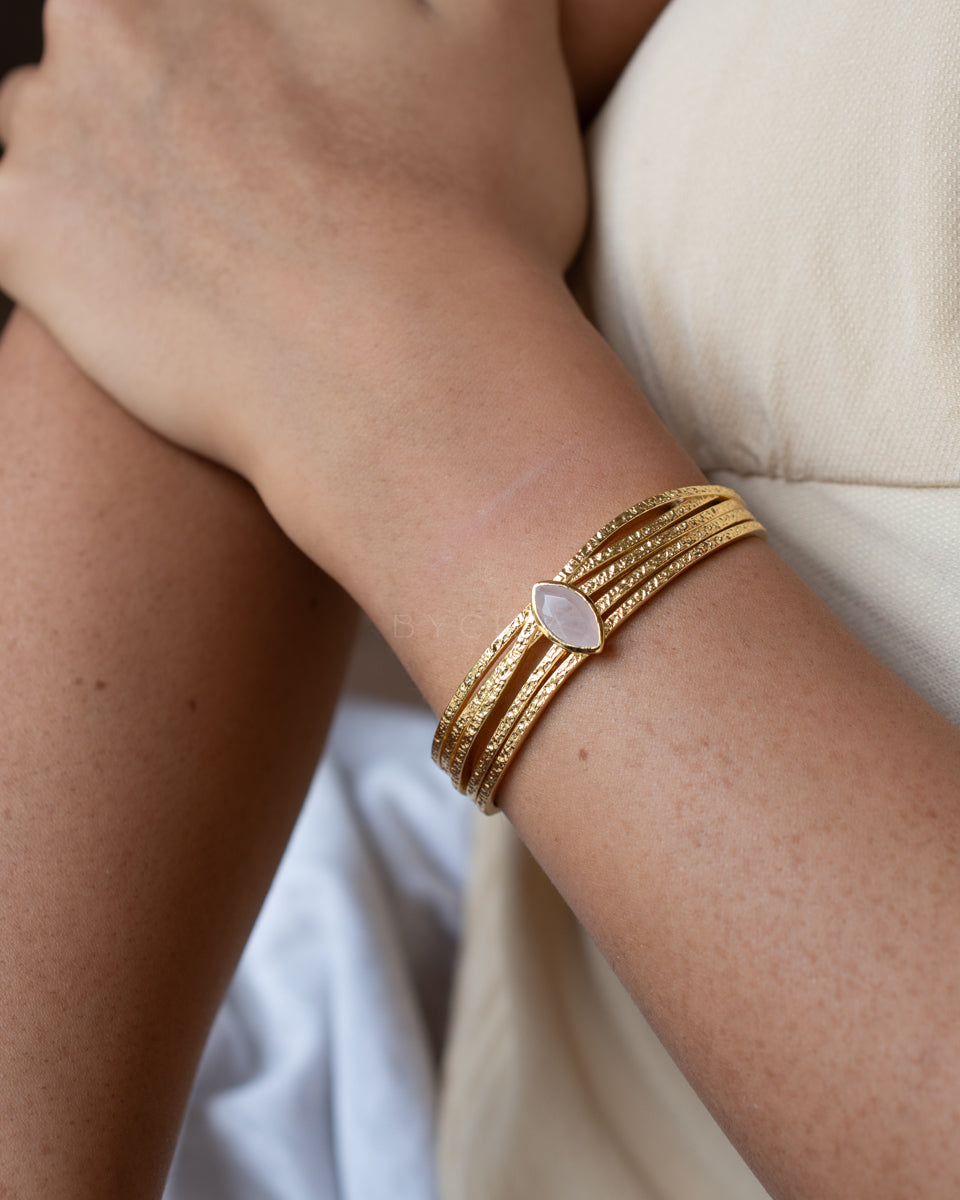 Connie Bracelet * Rose Quartz * Gold Plated * BJB084