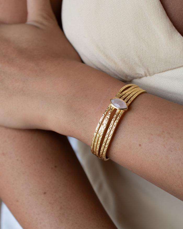 Connie Bracelet * Rose Quartz * Gold Plated * BJB084