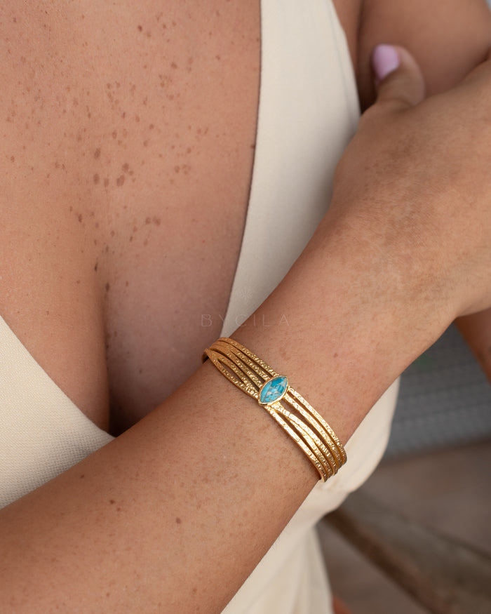 Connie Bracelet * Copper Turquoise * Gold Plated 18k * BJB083