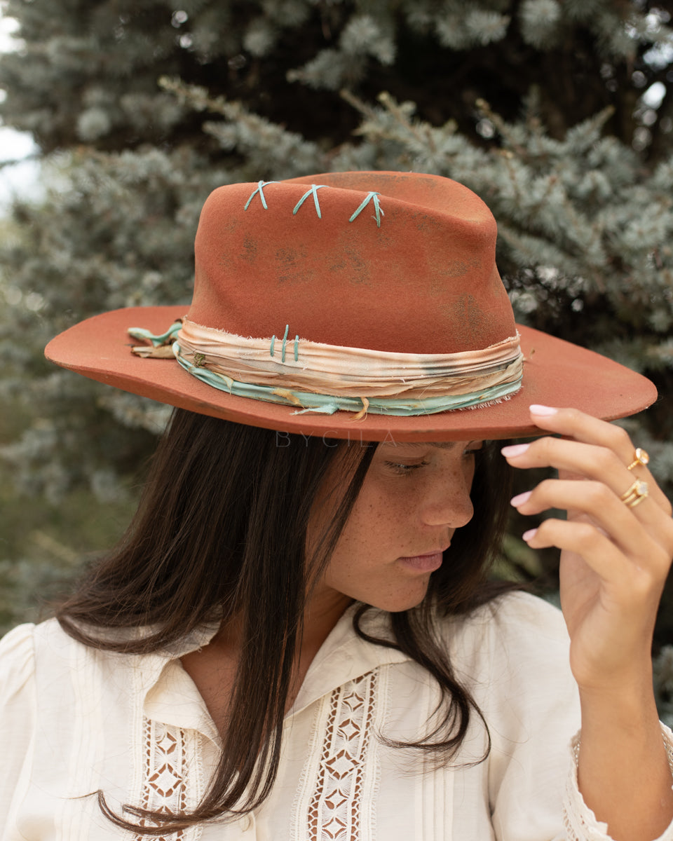 Terracota Teal Hat * Australian Wool * BJH039