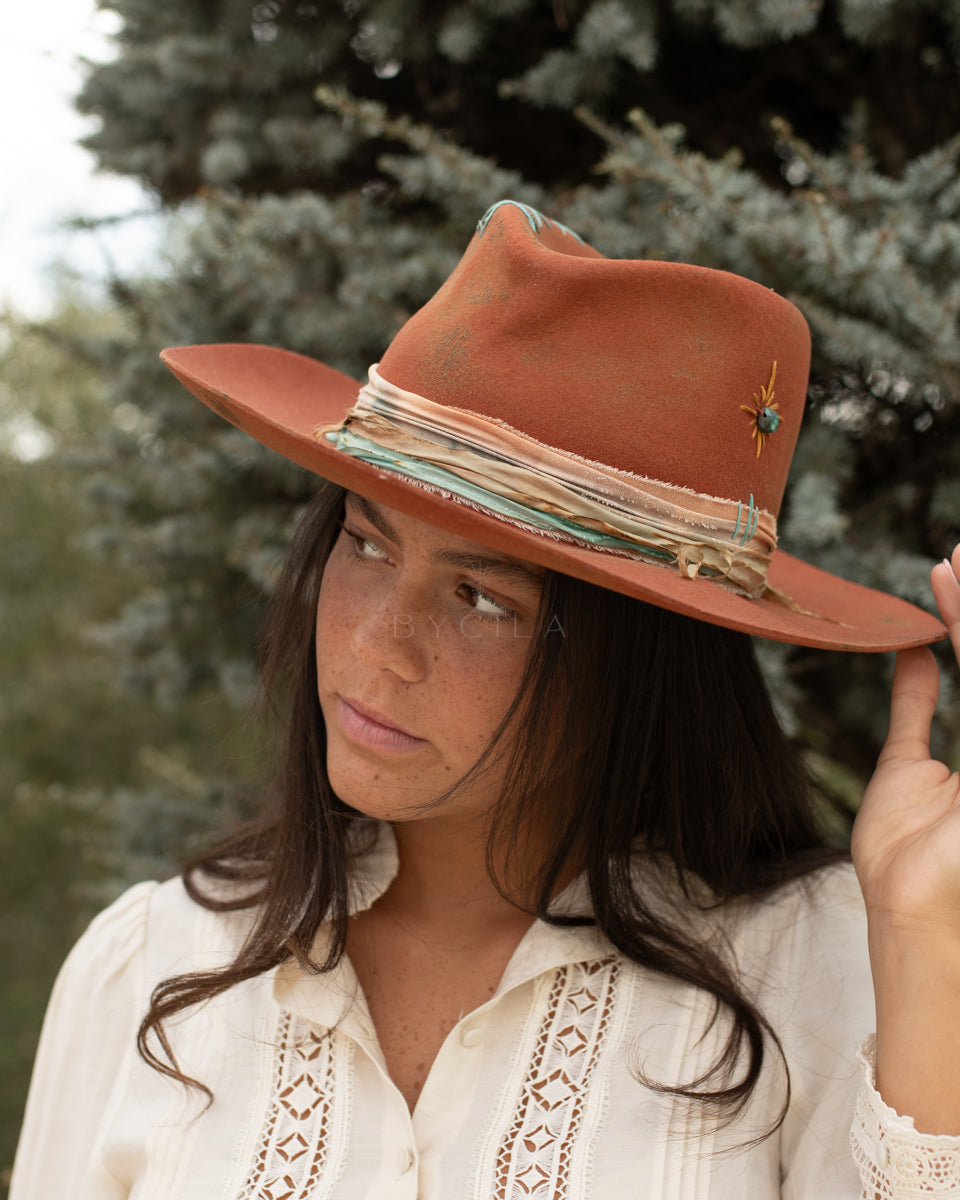Terracota Teal Hat * Australian Wool * BJH039