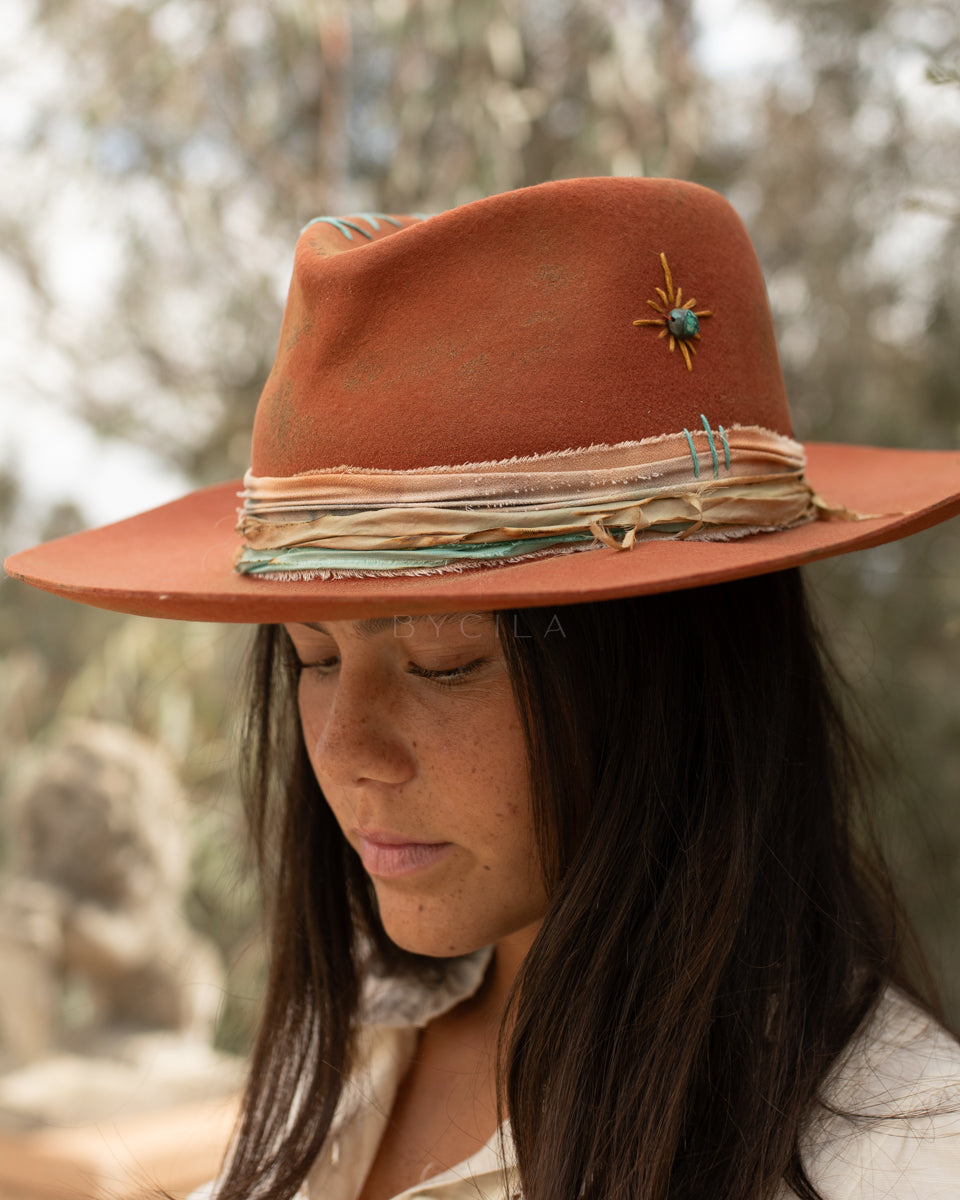 Terracota Teal Hat * Australian Wool * BJH039