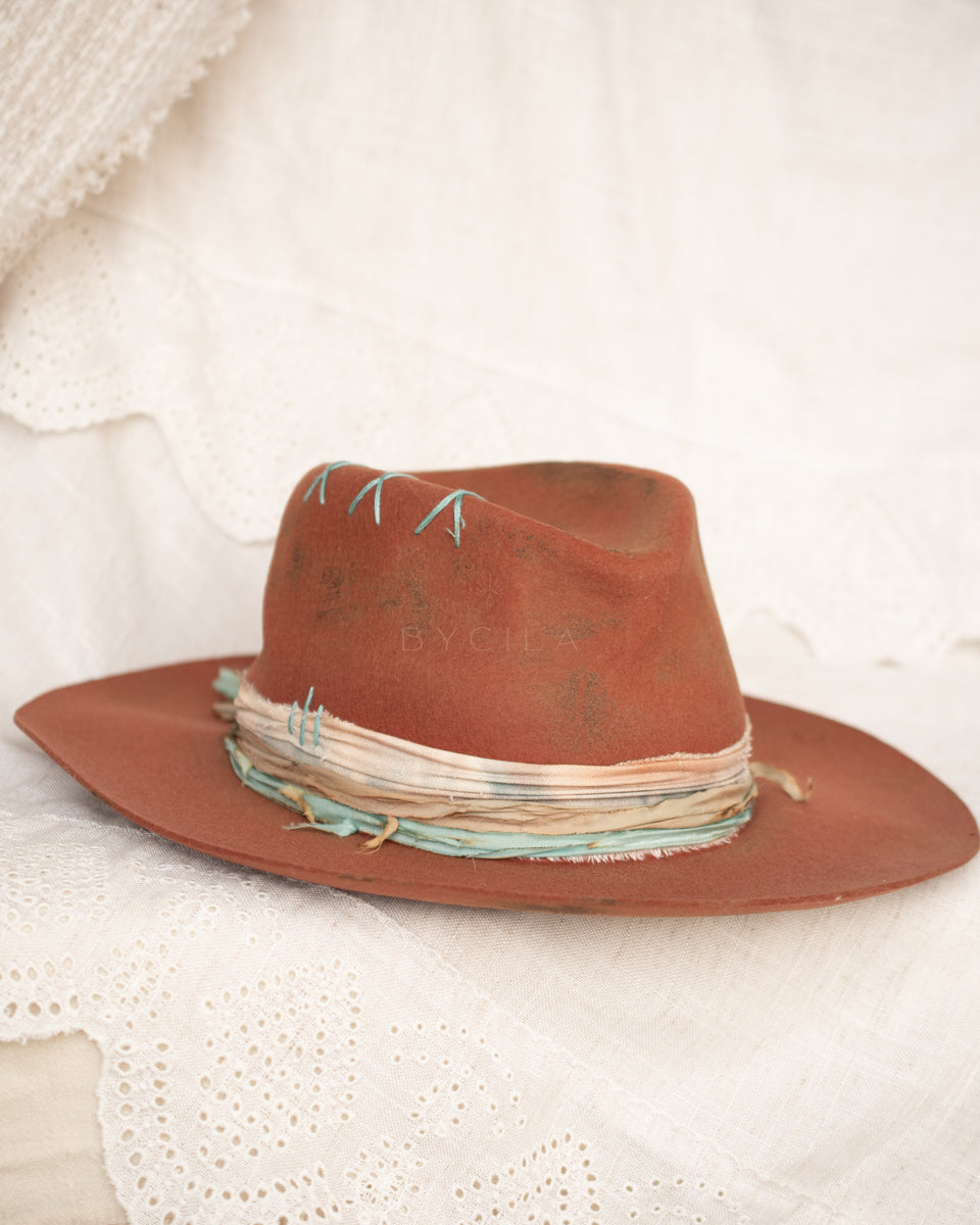 Terracota Teal Hat * Australian Wool * BJH039