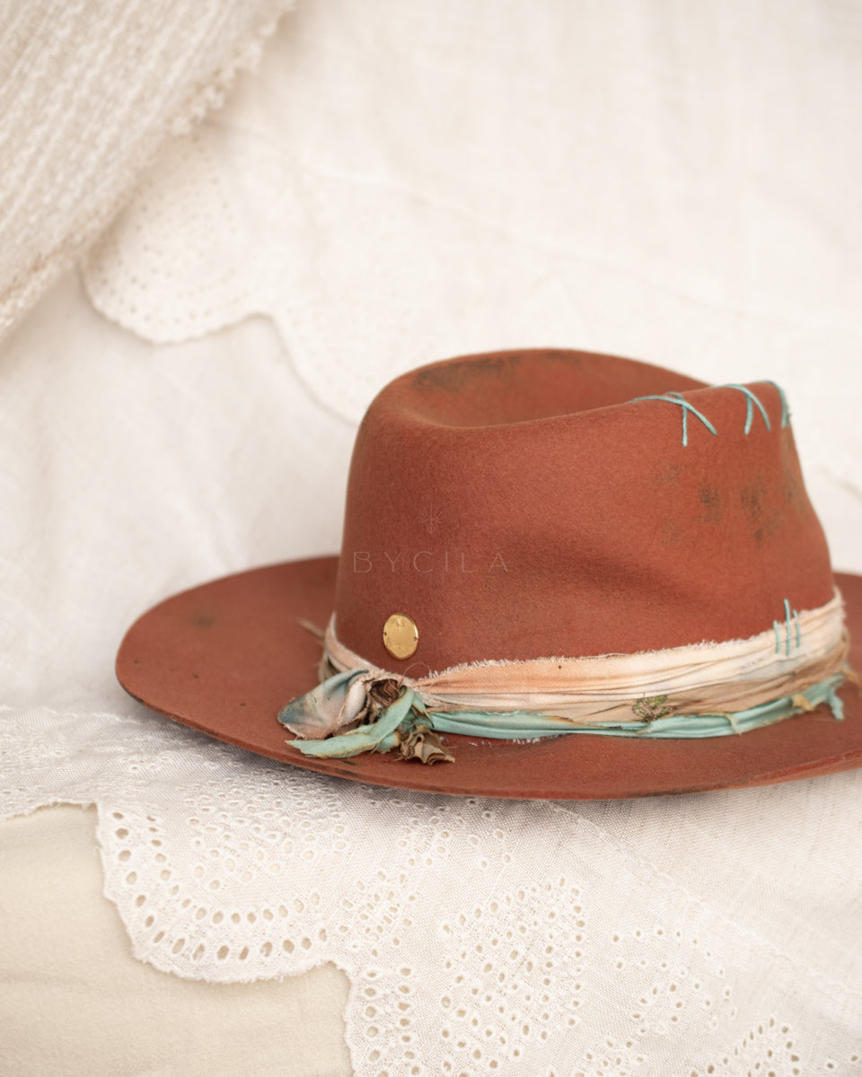 Terracota Teal Hat * Australian Wool * BJH039