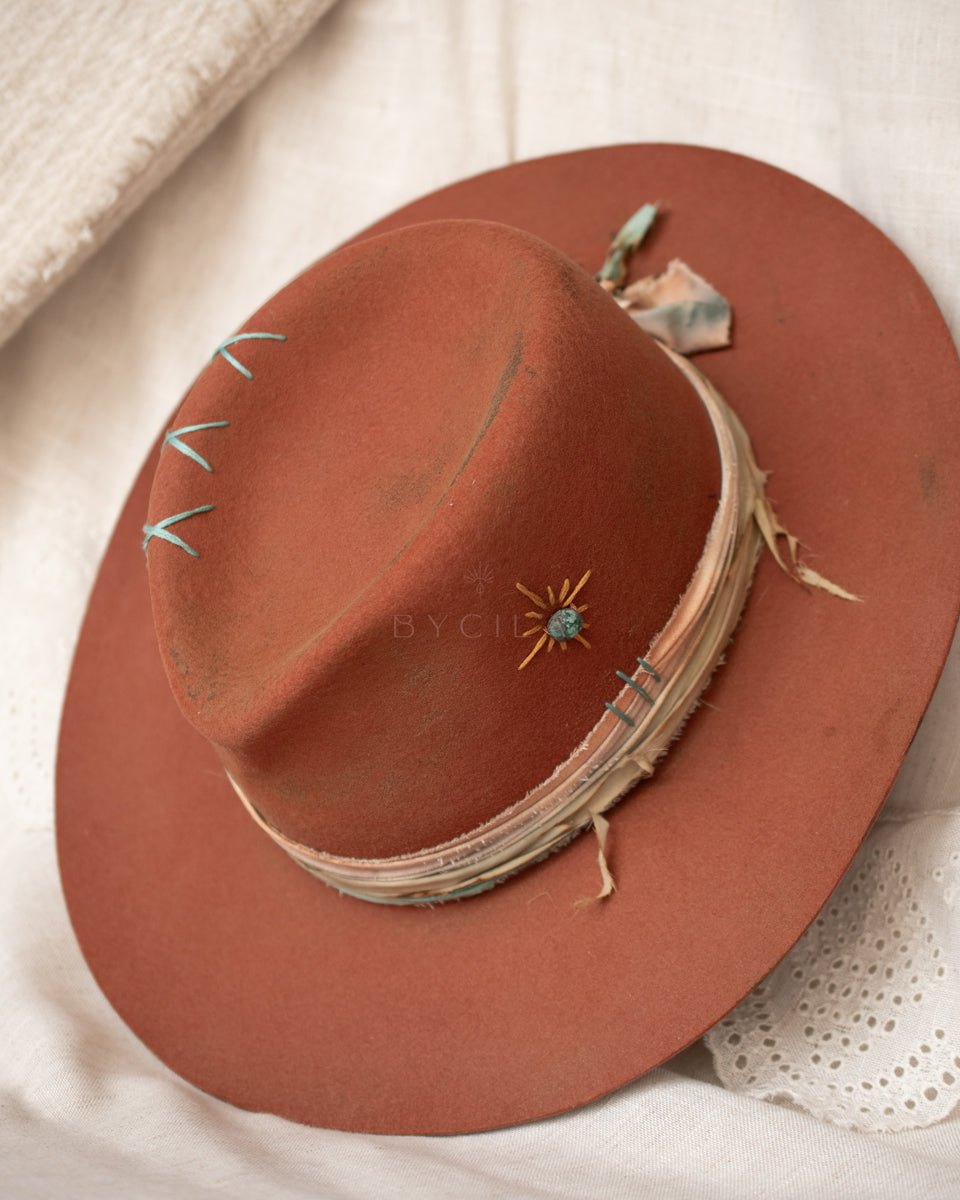 Terracota Teal Hat * Australian Wool * BJH039