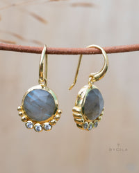 Edil Earrings * Labradorite & CZ * Gold Plated 18k * BJE240