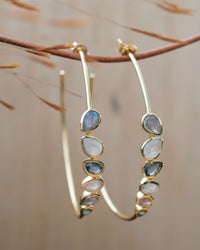 Nati Earrings * Labradorite, Moonstone and Iolite hydro * Gold Plated 18k * BJE246