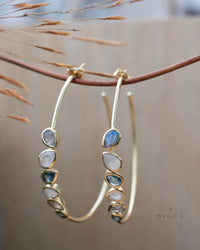 Nati Earrings * Labradorite, Moonstone and Iolite hydro * Gold Plated 18k * BJE246