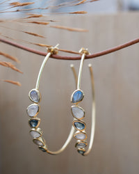 Nati Earrings * Labradorite, Moonstone and Iolite hydro * Gold Plated 18k * BJE246