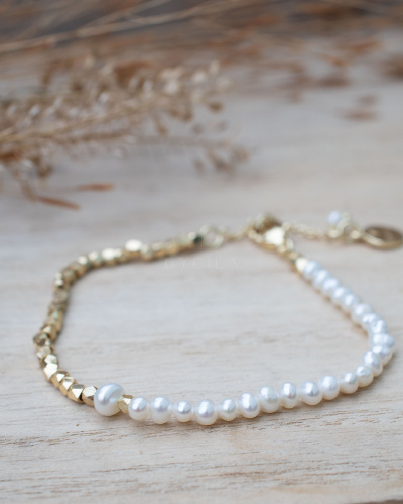 Clarisse Bracelet * Fresh Water Pearl * Gold Plated * BJB072