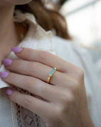 Manuela Ring * Aqua Chalcedony * Gold Plated * BJR285