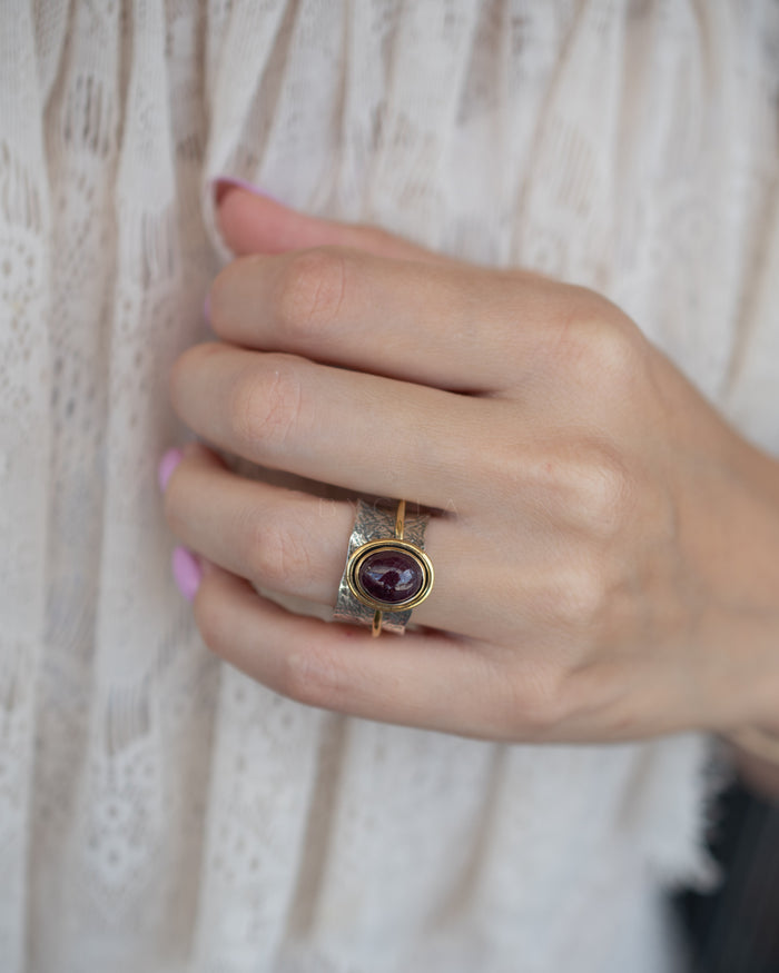 Cassie Ring * Ruby * Sterling Silver and Gold Plated over Sterling Silver * BJR206