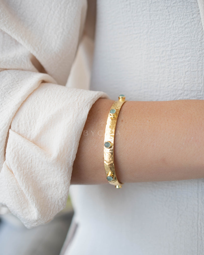 Aqua Chalcedony Bracelet * Gold Plated * BJB062