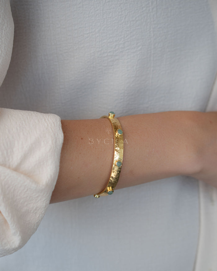 Aqua Chalcedony Bracelet * Gold Plated * BJB062
