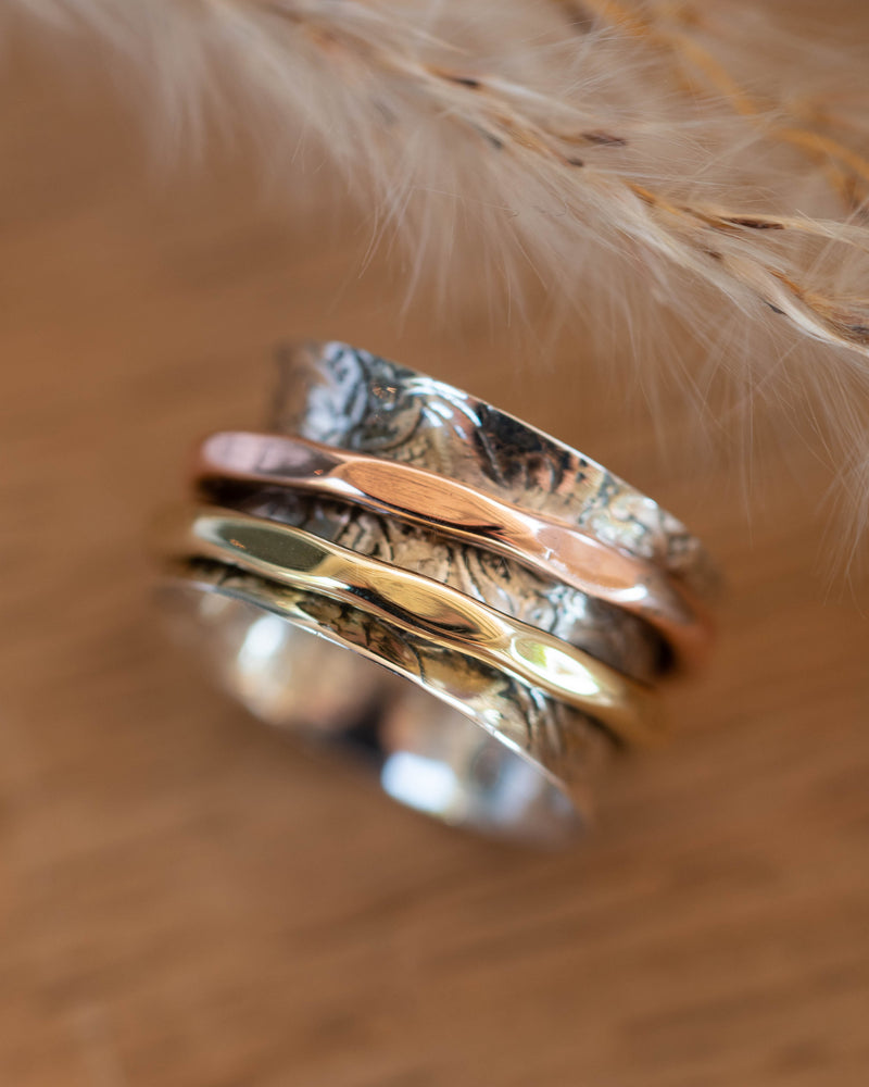 Anita Meditation Ring * Bronze, Copper and Sterling Silver * BJS030