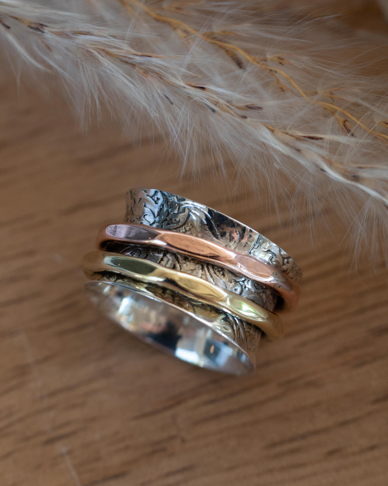 Anita Meditation Ring * Bronze, Copper and Sterling Silver * BJS030