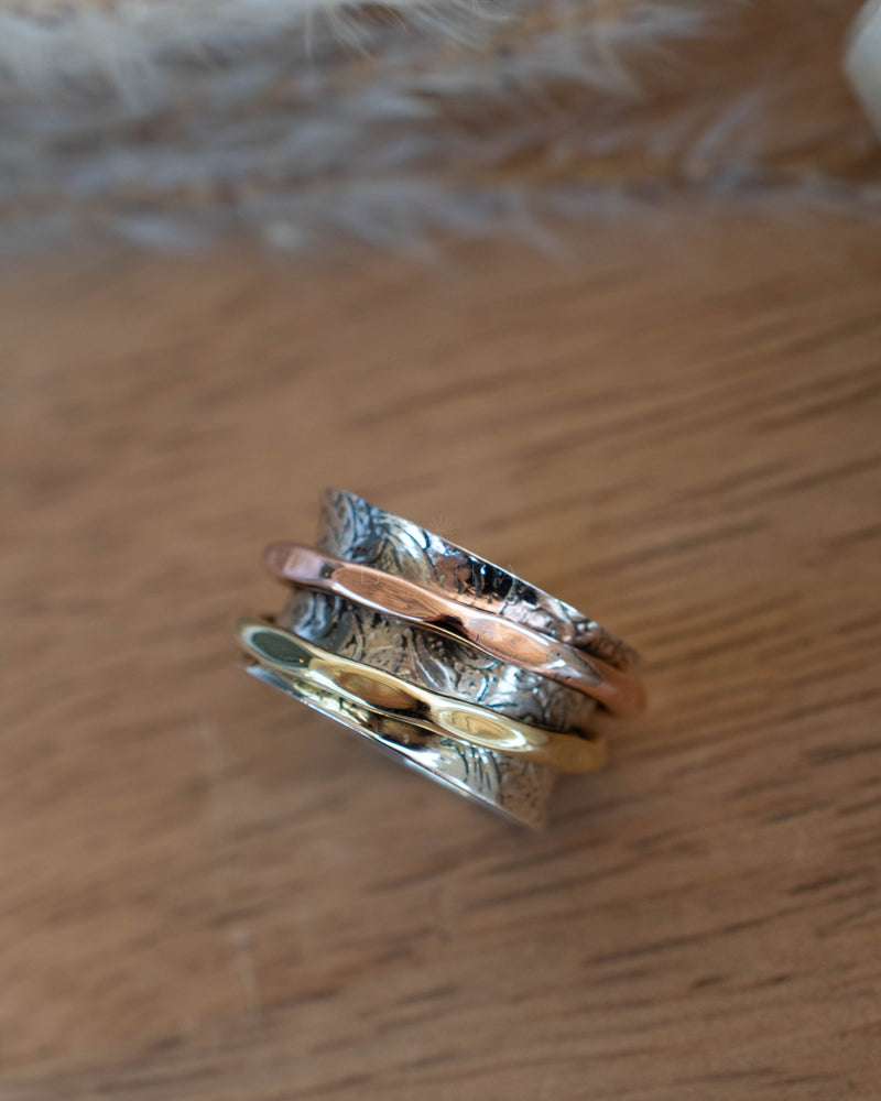 Anita Meditation Ring * Bronze, Copper and Sterling Silver * BJS030