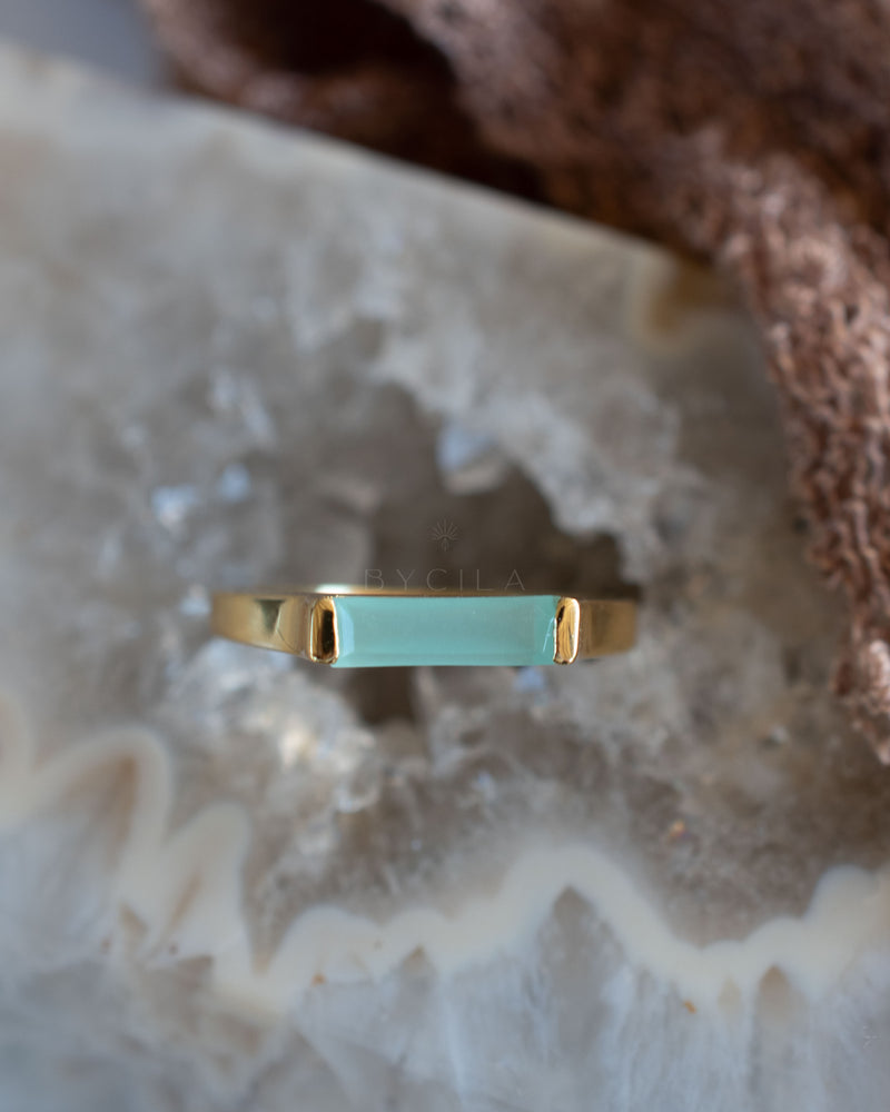 Manuela Ring * Aqua Chalcedony * Gold Plated * BJR285
