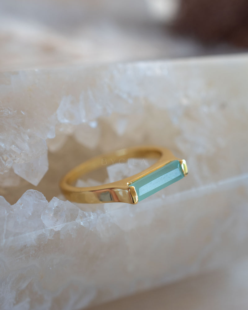 Manuela Ring * Aqua Chalcedony * Gold Plated * BJR285