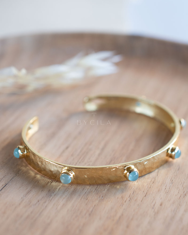 Aqua Chalcedony Bracelet * Gold Plated * BJB062