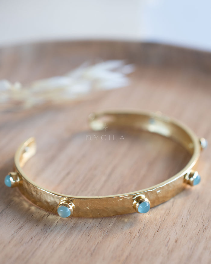 Aqua Chalcedony Bracelet * Gold Plated * BJB062