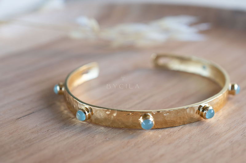 Aqua Chalcedony Bracelet * Gold Plated * BJB062