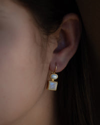 Faby Earrings * Moonstone & Pearl * Gold Plated 18k * BJE284